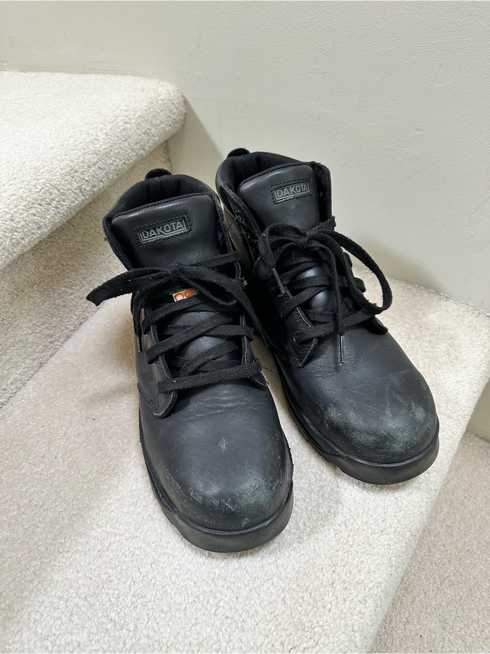 Dakota Men’s Black Leather Safety Boots 9EE